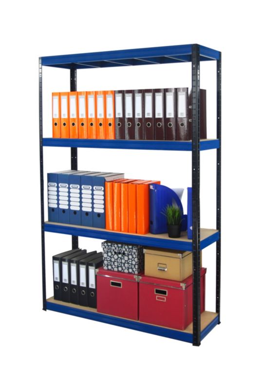 Regał metalowy MODO24 magazynowy garażowy czarno-niebieski helios 180x180x60cm 4 półki po 175 kg 1 szt.