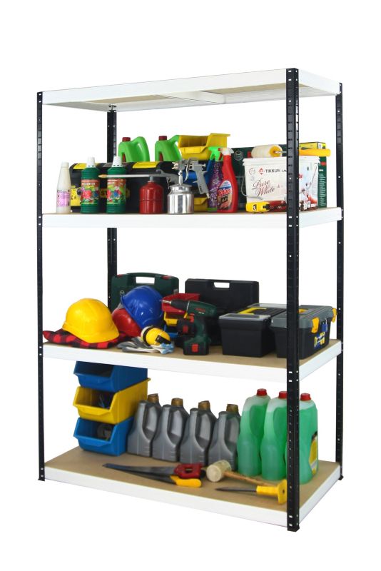Regał metalowy MODO24 magazynowy garażowy czarno-biały helios 180x180x45cm 4 półki po 275 kg 1 szt.