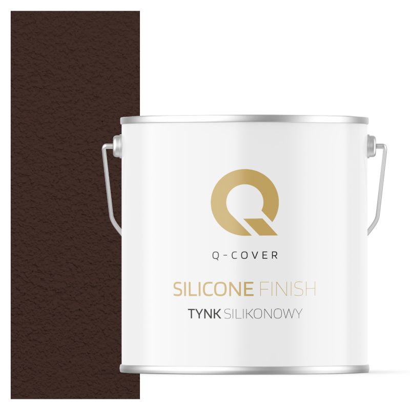 Tynk Silikonowy Elewacyjny Baranek 1.5mm Q-Cover Czekoladowy brąz RAL8017 7KG