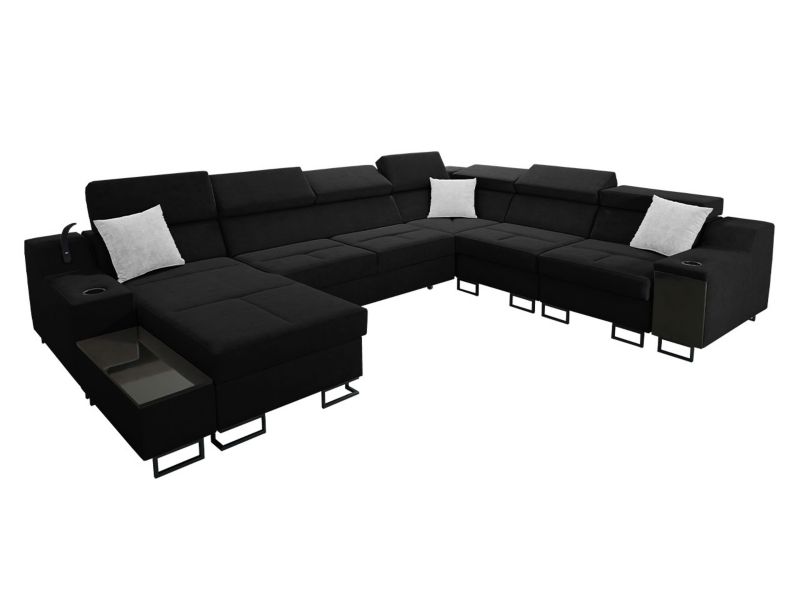 Narożnik z funkcją spania MIRJAN 24 Alicante VIII lewy czarny/czarny/gołębi 1 szt.