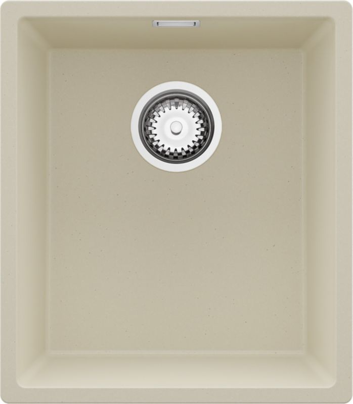 Zlewozmywak Londyn Slim PRIMAGRAN Nablatowy 41x47cm do szafki od 45cm, Beżowy + Syfon, S122, 1 szt.