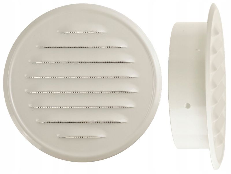 Kratka FEINZ Wentylacyjna Metal Z Kołnierzem Fi100 Biała 1 szt.