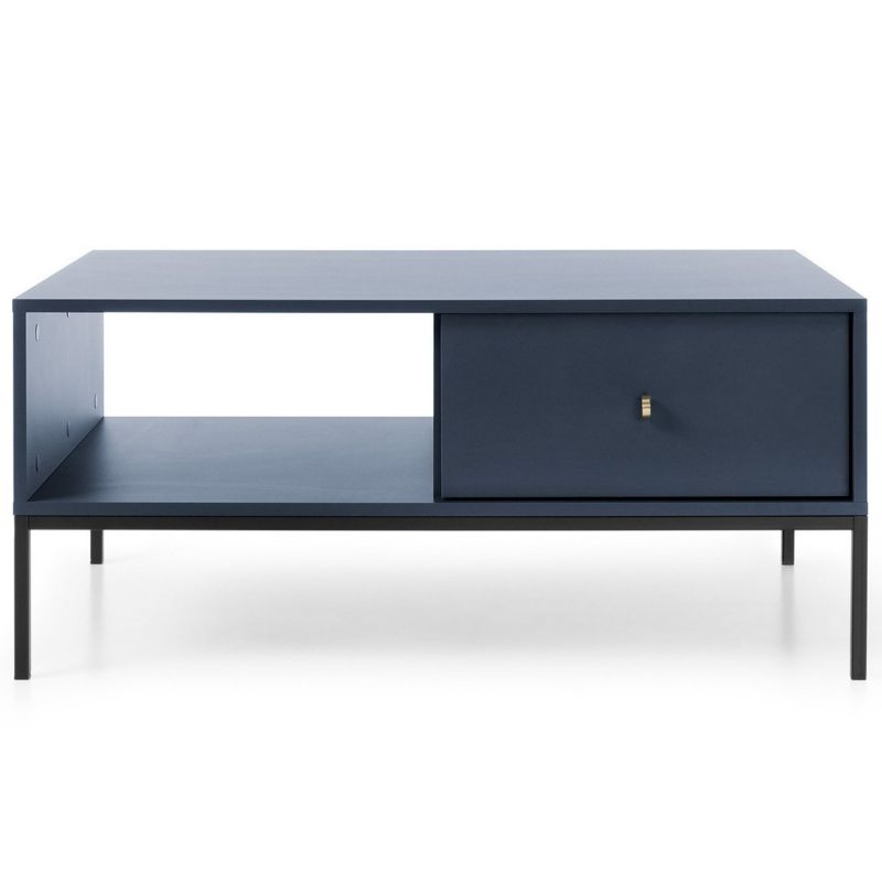 Stolik kawowy Evora prostokątny INTESI granatowy z szufladą nowoczesny do salonu 1 szt.