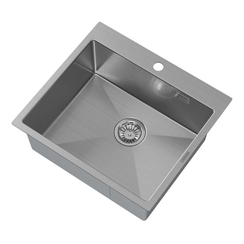 Zlewozmywak Stalowy Jednokomorowy Granitan Chrom Bez Ociekacza Silvo 55x50 + Syfon 1 Kpl.