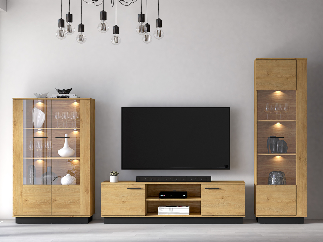 Meblościanka do salonu MONELLI dąb stylowy