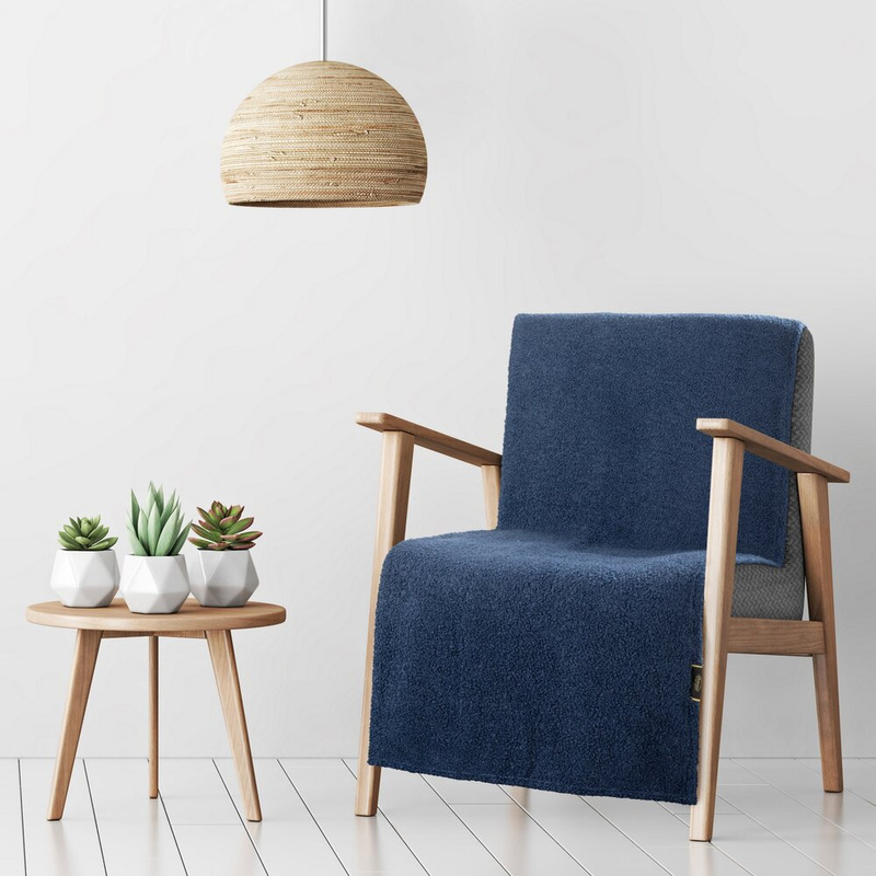 Koc 70x160 cm na fotel BRILLO granatowy barankowy wyjątkowo miękki