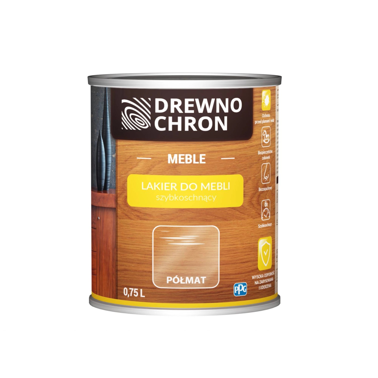 Drewnochron Lakier do mebli bezbarwny półmat 0,75L