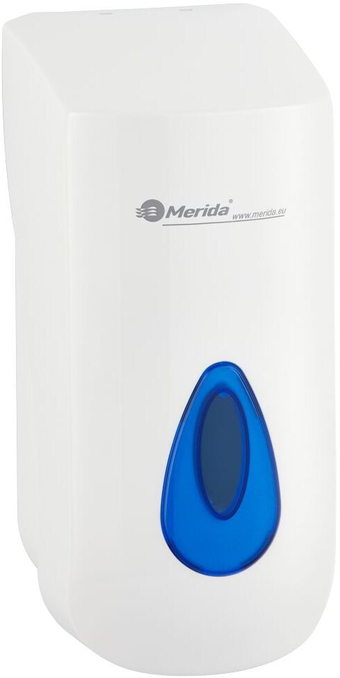 Dozownik do mydła w płynie Merida, Top, 11.5cmx11.5cmx25cm, 800ml, niebieskie okienko, biały