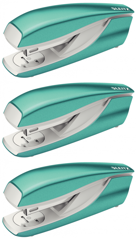 3x Zszywacz Leitz NeXXt Series, do 30 kartek, metaliczny turkusowy