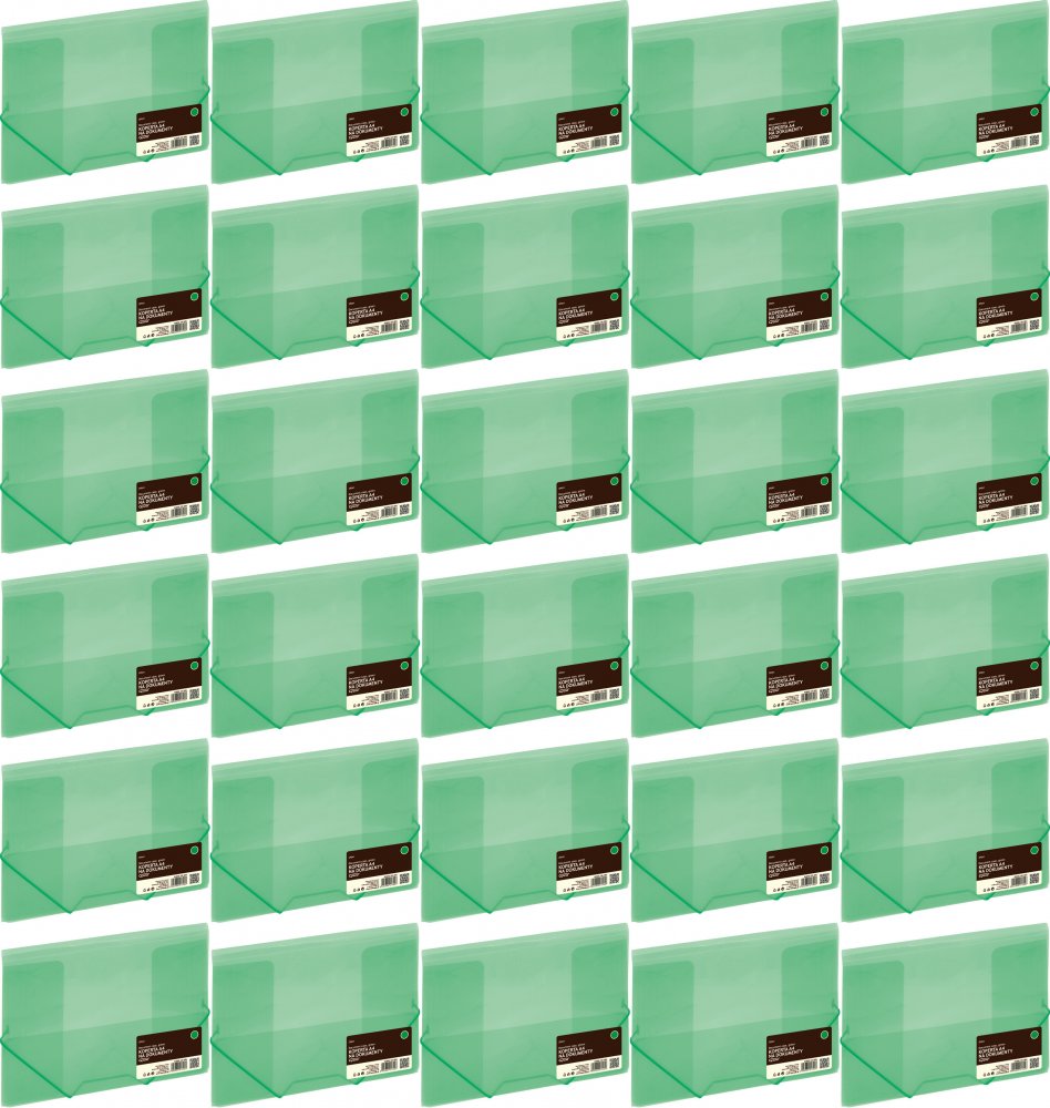 30x Teczka plastikowa z gumką Grand ZP-041, A4, zielony