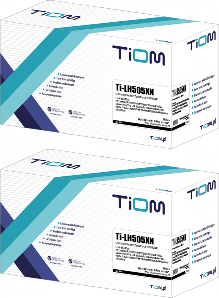 2x Toner Tiom Ti-LH505XN 05X CRG-719 (CE505X), 6500 stron, black (czarny)