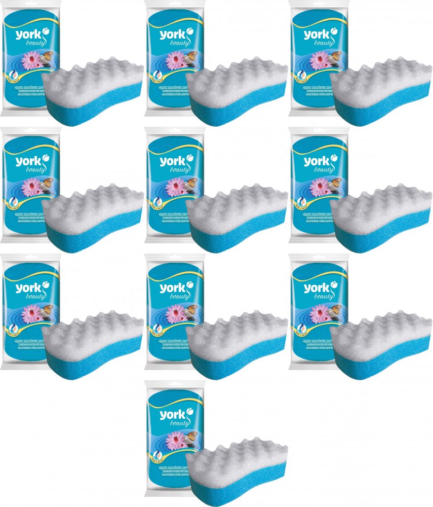 10x Gąbka masażowa York Motyl, 165x95x50 mm