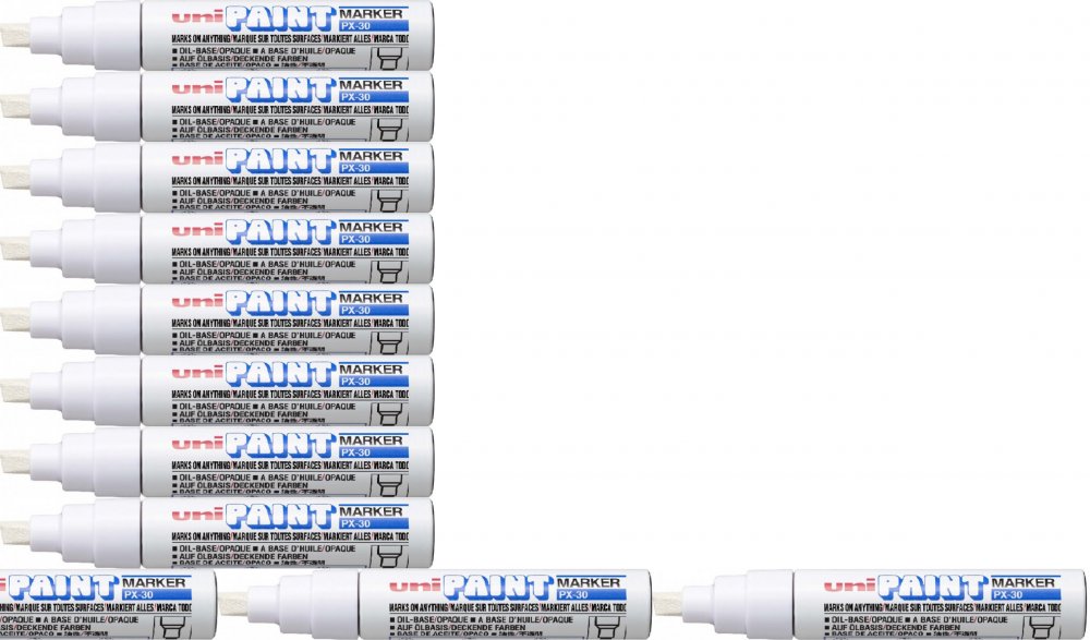 12x Marker olejowy Uni PX-30, ścięta, 8.5mm, biały