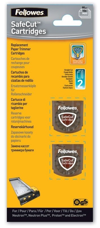 Wymienne kasety Fellowes SafeCut z ostrzami do trymerów, cięcie proste, 2 sztuki