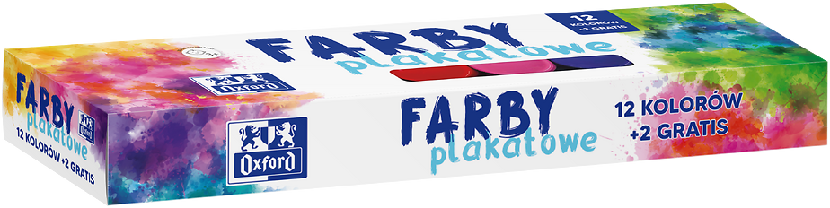Farby plakatowe Oxford, 20ml, 12 sztuk + 2 gratis, mix kolorów