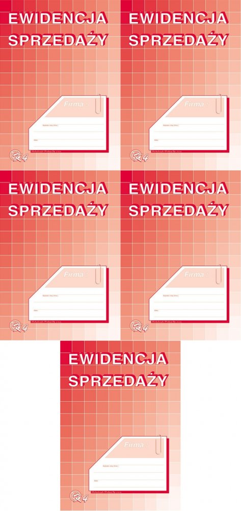 5x Druk akcydensowy Ewidencja sprzedaży MiP K4, A5, offsetowy, 32k