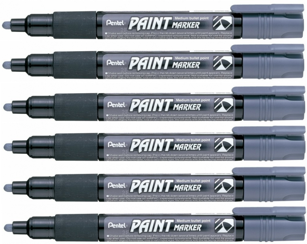 6x Marker olejowy Pentel MMP20, okrągła, 4.6 mm, szary
