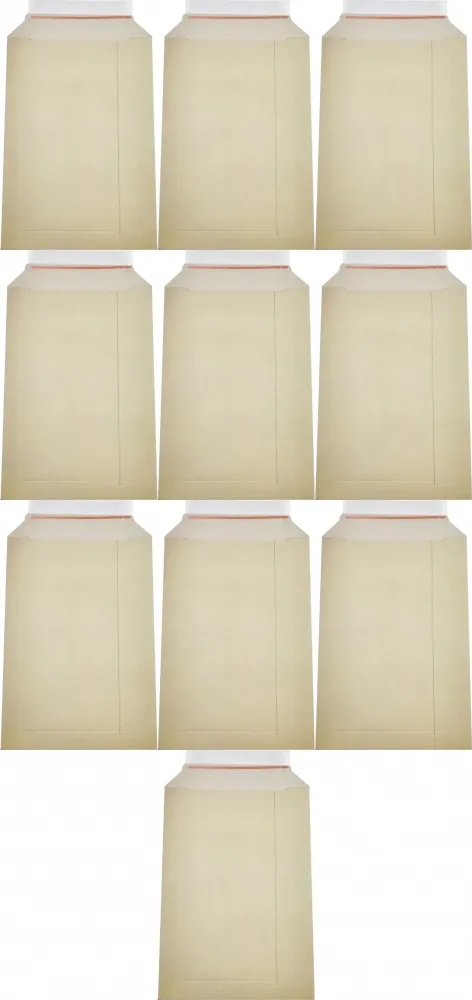10x Koperta kartonowa Lettpac, B4, 250x353mm, z paskiem samoprzylepnym, brązowy, 1 sztuka