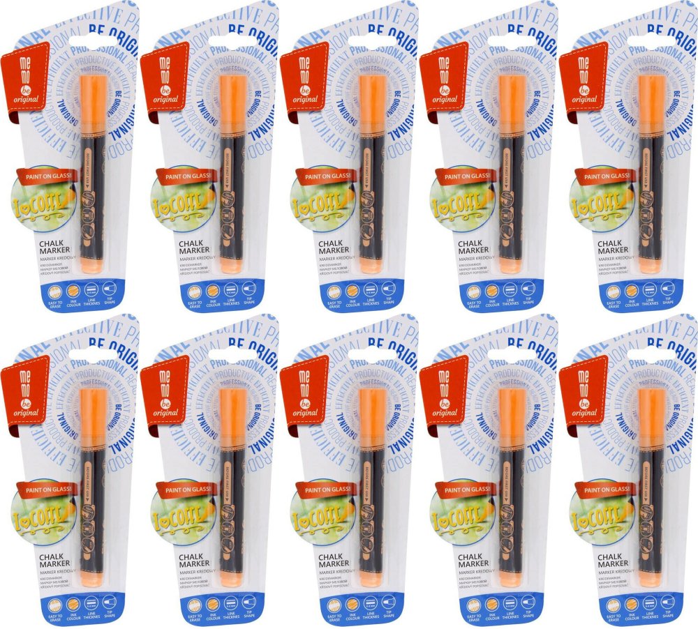 10x Marker kredowy MemoBe, okrągła, 2-3mm, pomarańczowy neonowy