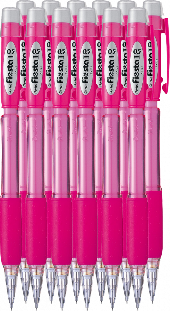 12x Ołówek automatyczny Pentel Fiesta AX125, 0.5mm, z gumką, różowy