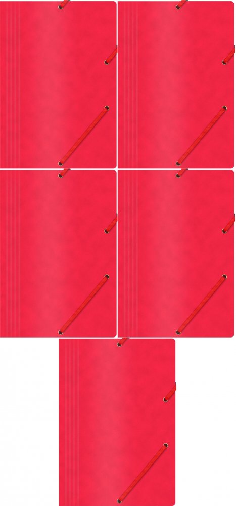 5x Teczka z gumką Office Products, A4, 390g/m2, preszpanowa, czerwony