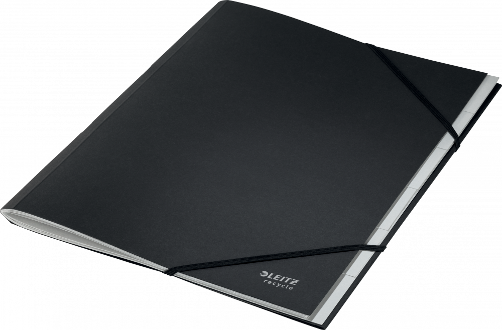 Teczka z przegródkami Leitz Recycle, A4, 6 przekładek z zakładkami, czarny