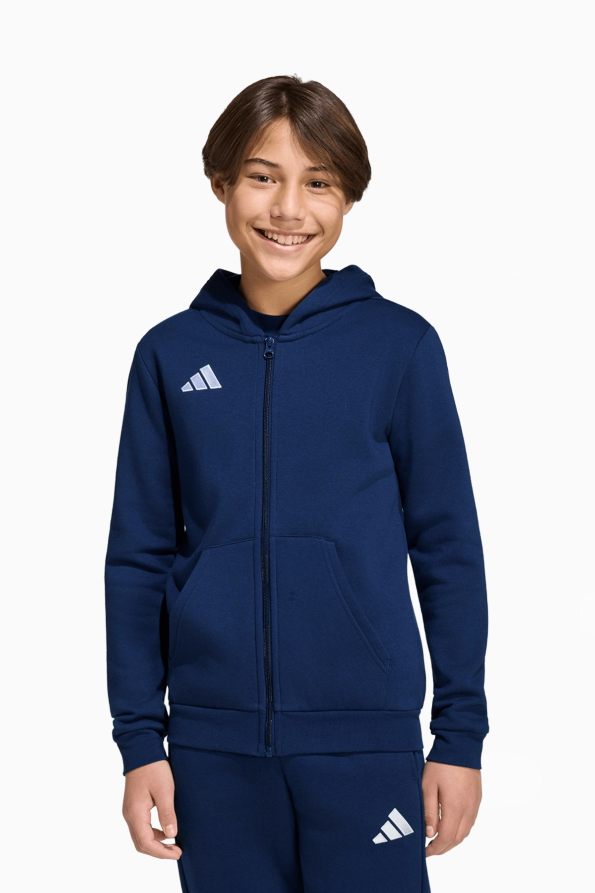 Bluza z kapturem adidas Entrada 26 Sweat Full-Zip Junior - Granatowy