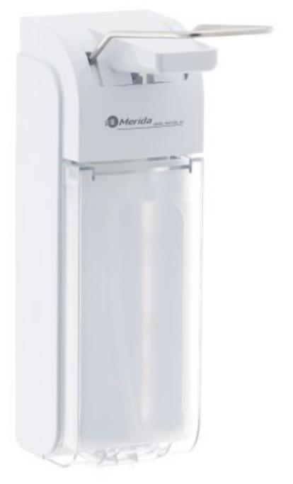 Merida dozownik do płynu dezynfekcyjnego łokciowy 1000 ml ścienny biały/przezroczysty D8P