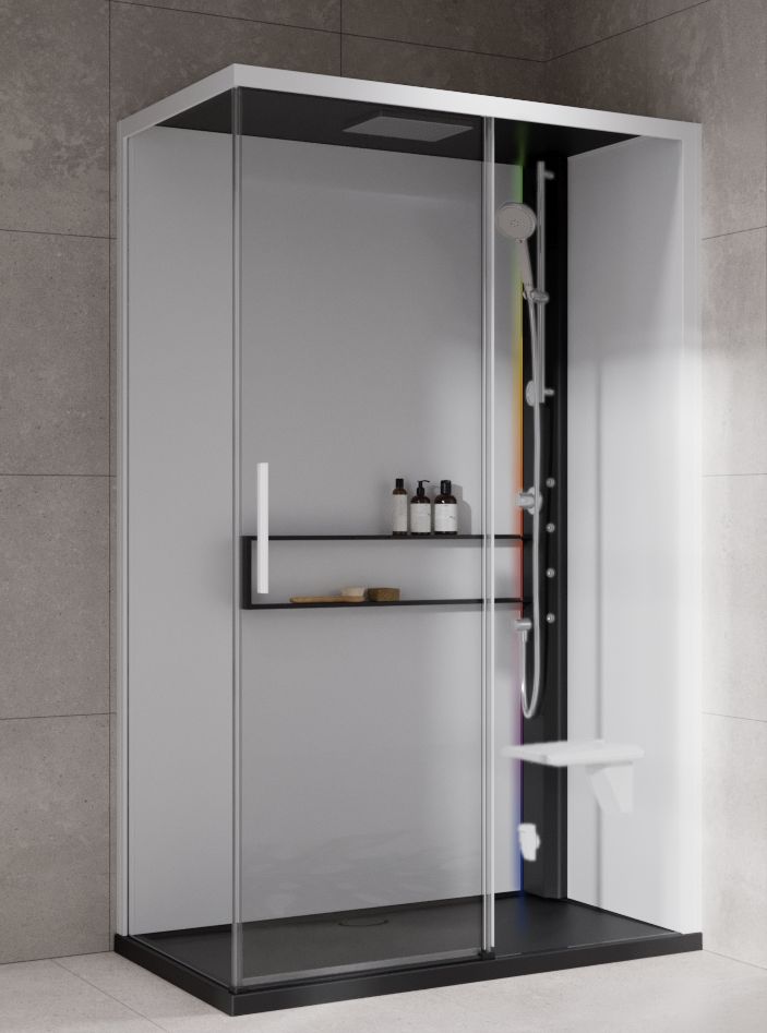 Novellini Glax 2 2.0 2P kabina z hydromasażem 120x90 cm parowa z brodzikiem prawa czarna G222P290DM5-1HU