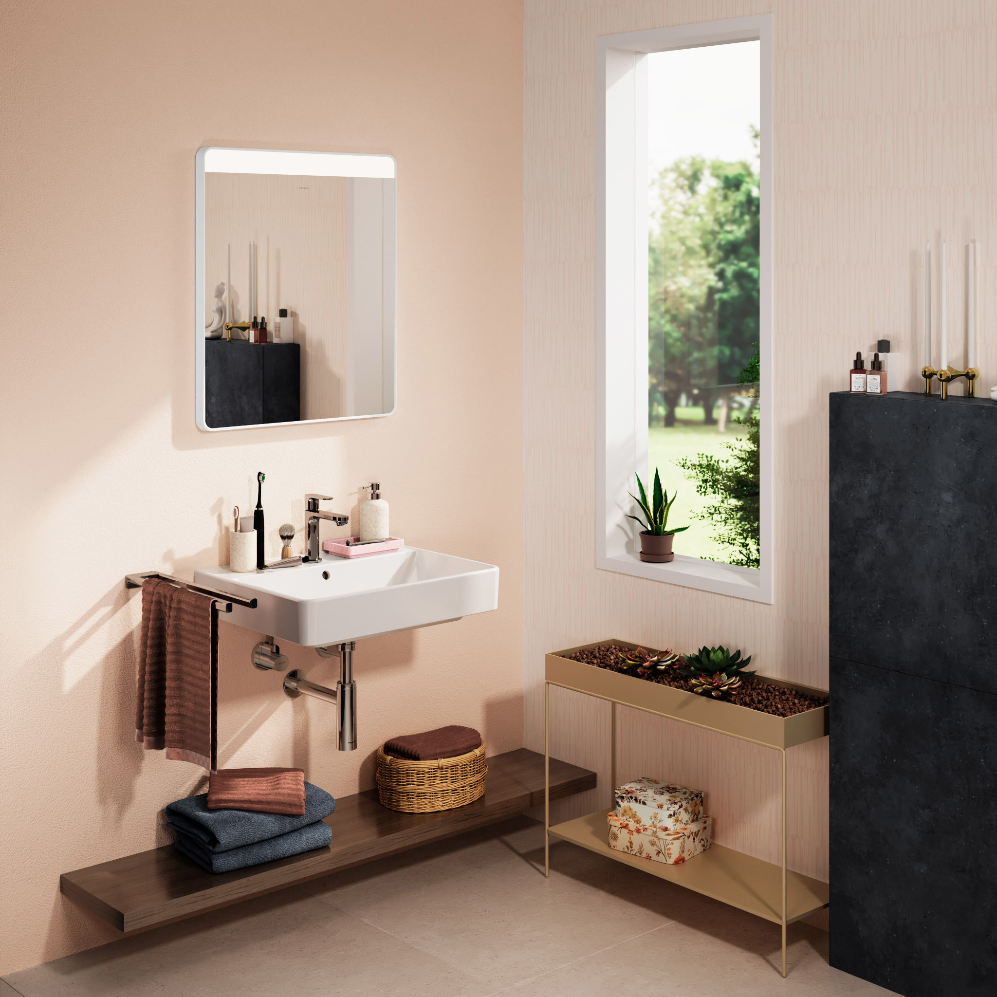 Hansgrohe Xarita Lite Q lustro 60x70 cm prostokątne z oświetleniem biały 54970700