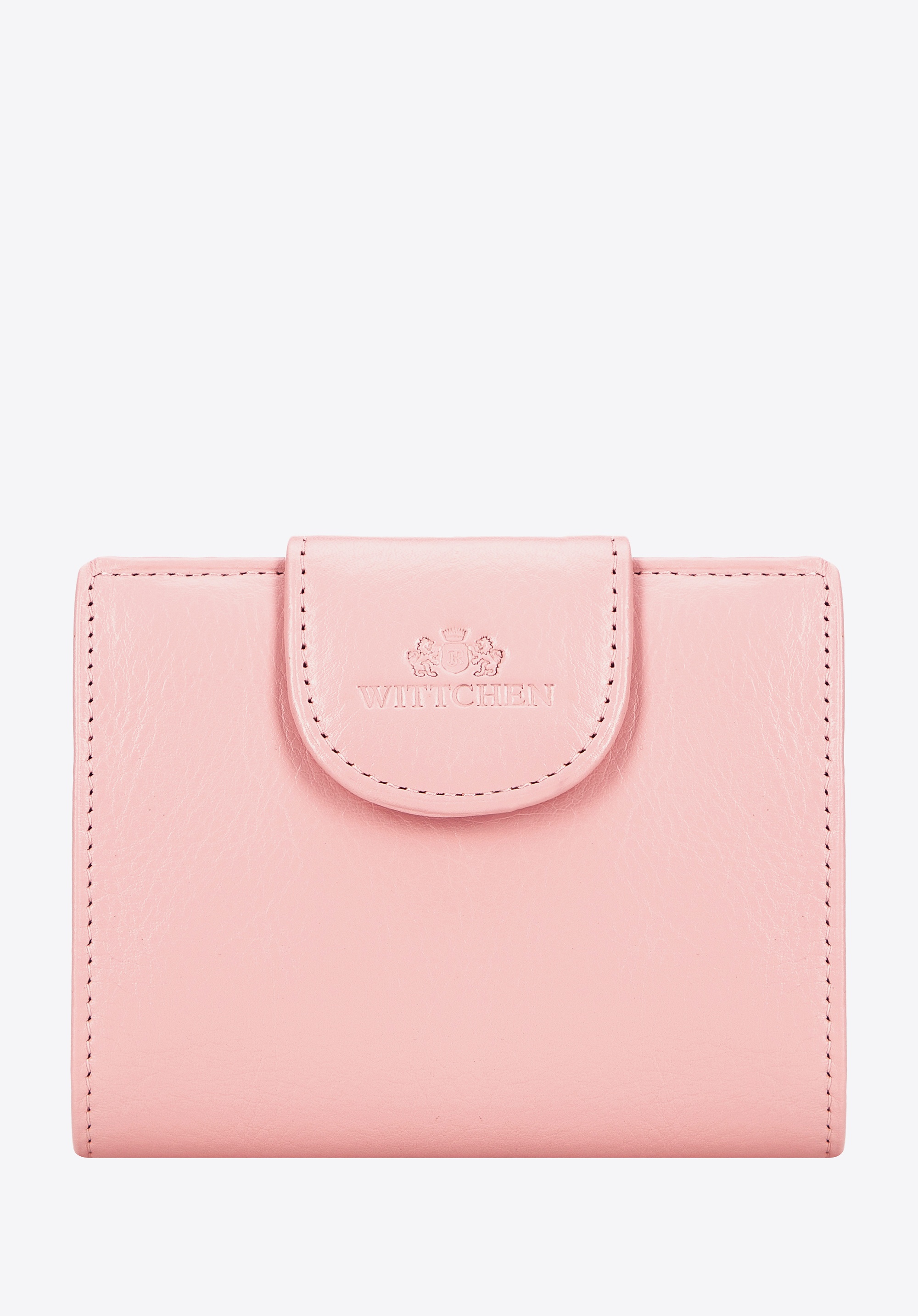 Damski portfel skórzany z elegancką napą i logo różowy