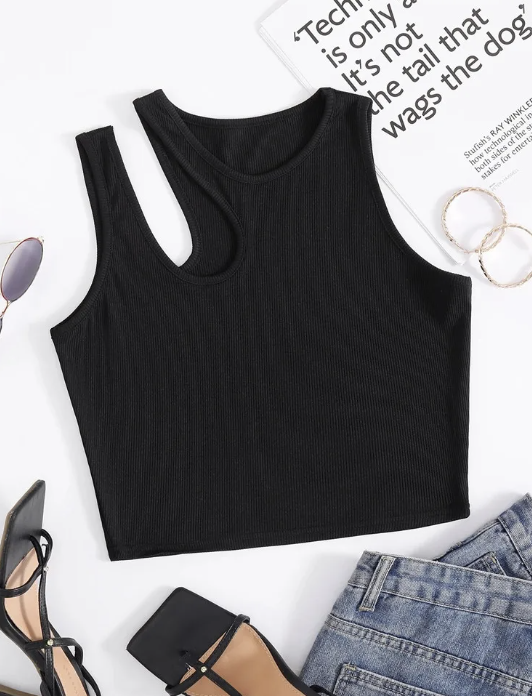 Top damski wycięte ramię 020