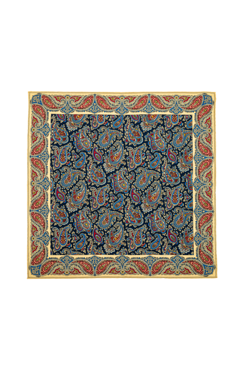 Poszetka Paisley złoto-granatowa