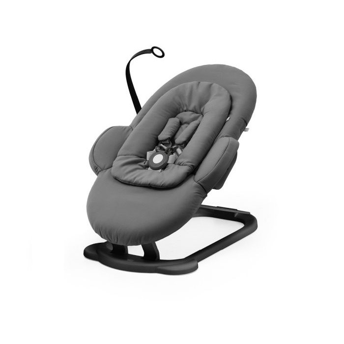 Stokke Steps Bouncer - leżaczek dla dziecka-Herringbone Grey/Black Chassis