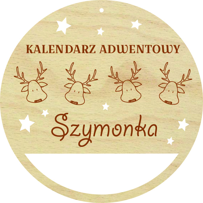 Kalendarz adwentowy tabliczka obręcz baza makrama grawer personalizacja IMIĘ zawieszka świeta Boże Narodzenie