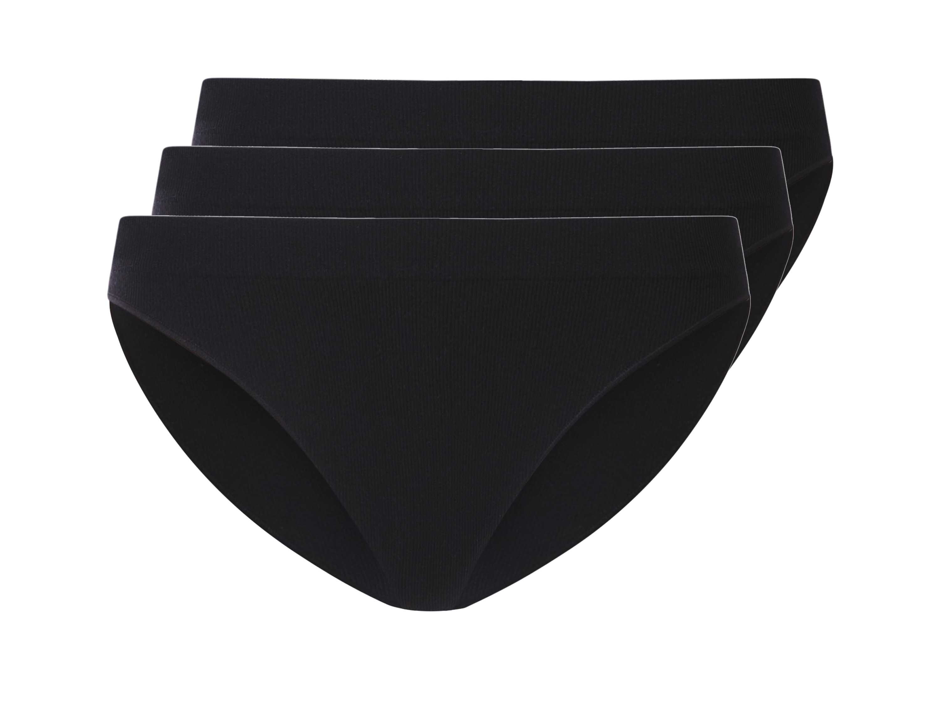 esmara Majtki figi damskie prążkowane, 3 pary Czarny, M40/42