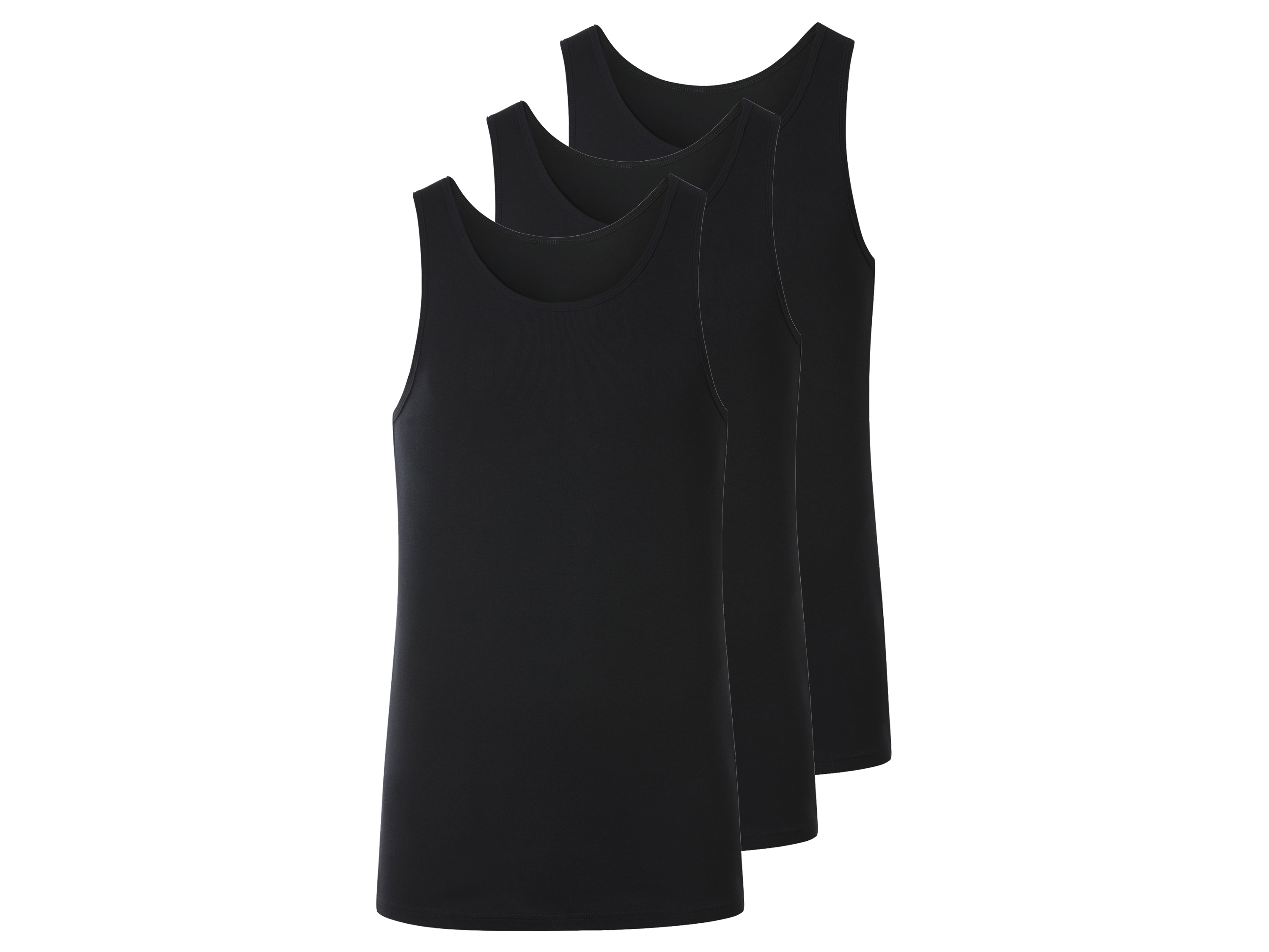 esmara Men Podkoszulki męskie z bawełny, 3 sztuki Czarny, 5/M