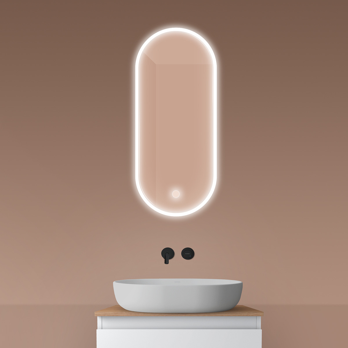Darmowa Dostawa - Lustro 40x90 cm owalne z oświetleniem z matą grzewczą Oltens Nordlis 64103000