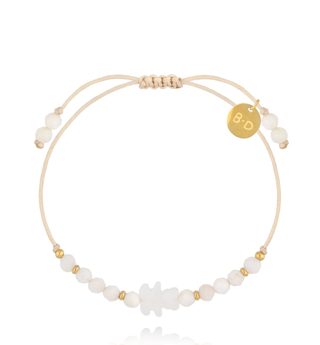 Bransoletka z beżowa z misiem Bear BMT0198 - By Dziubeka