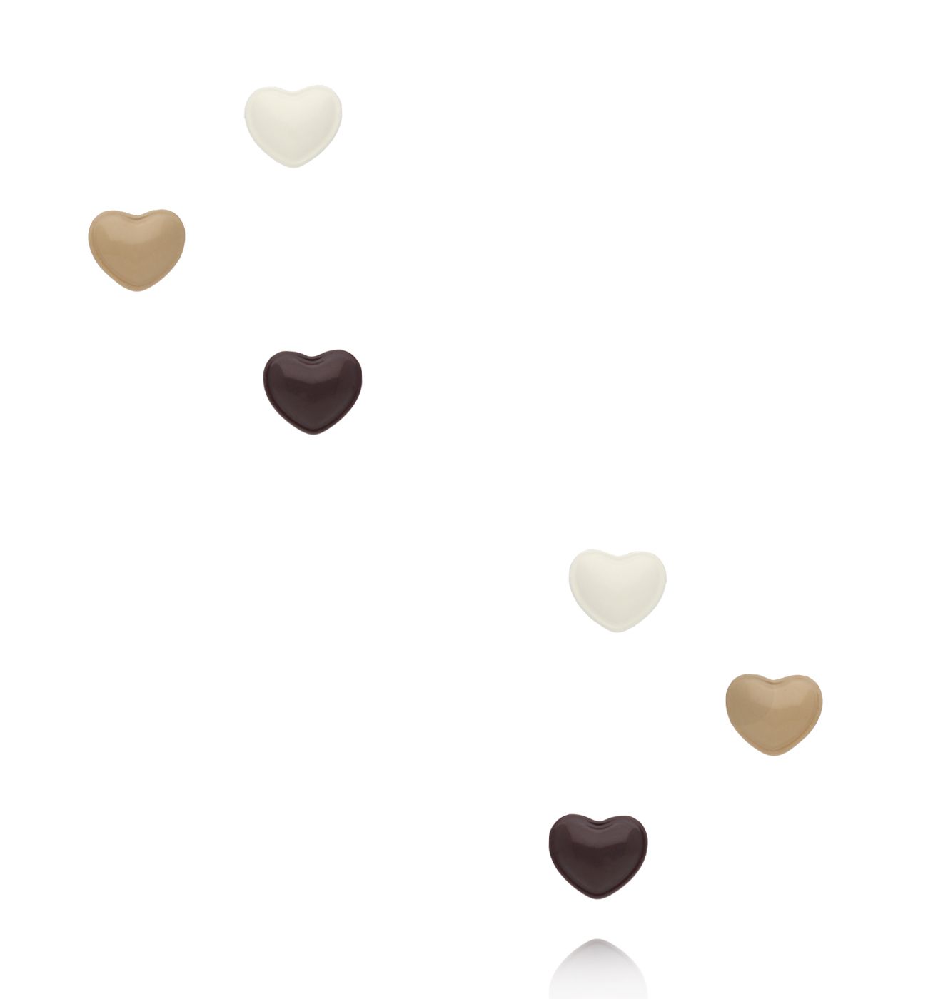 Zestaw kolczyków serca w naturalnych odcieniach KMB0048 - By Dziubeka