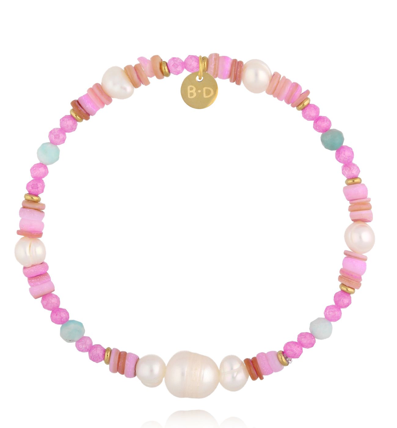 Bransoletka z perłami i różowymi kamieniami BTW3445