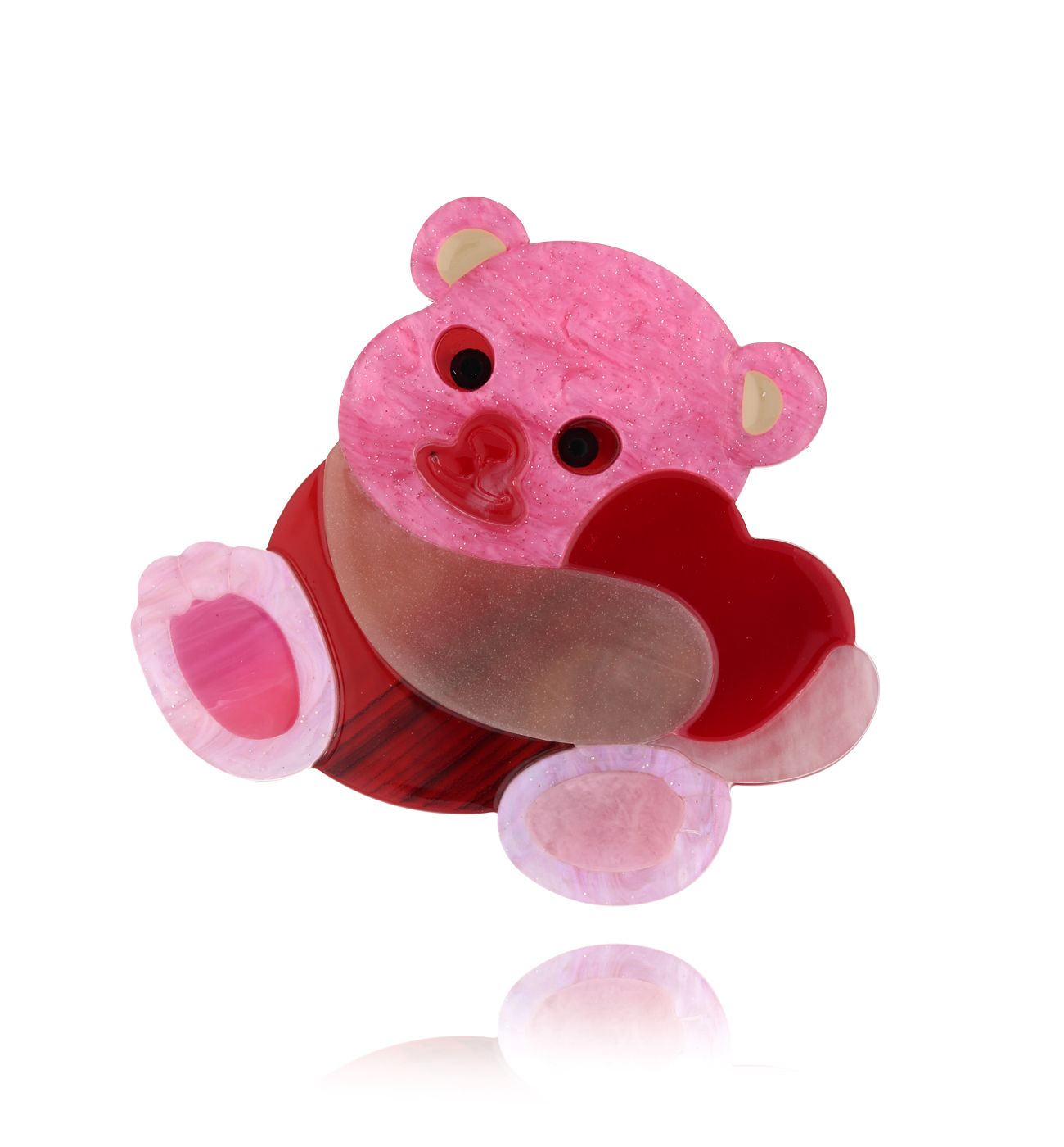 Broszka fuksjowa z misiem Teddy Bear Lover BRZA0057