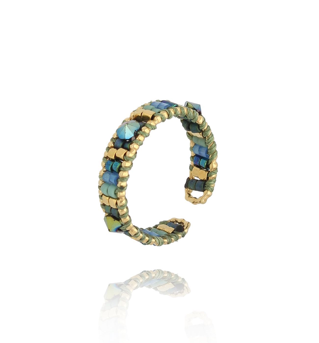 Pierścionek zielony z koralikami Miyuki Chipilo PSC0552