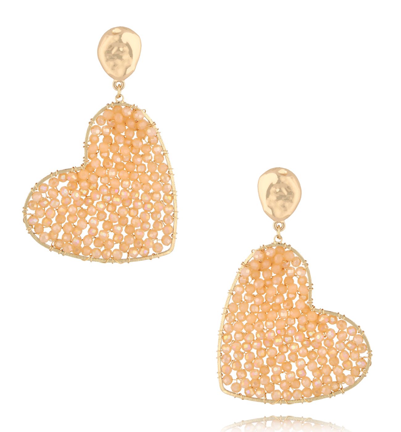 Kolczyki z brzoskwiniowymi sercami Coeur Coloré KWE0062 - By Dziubeka