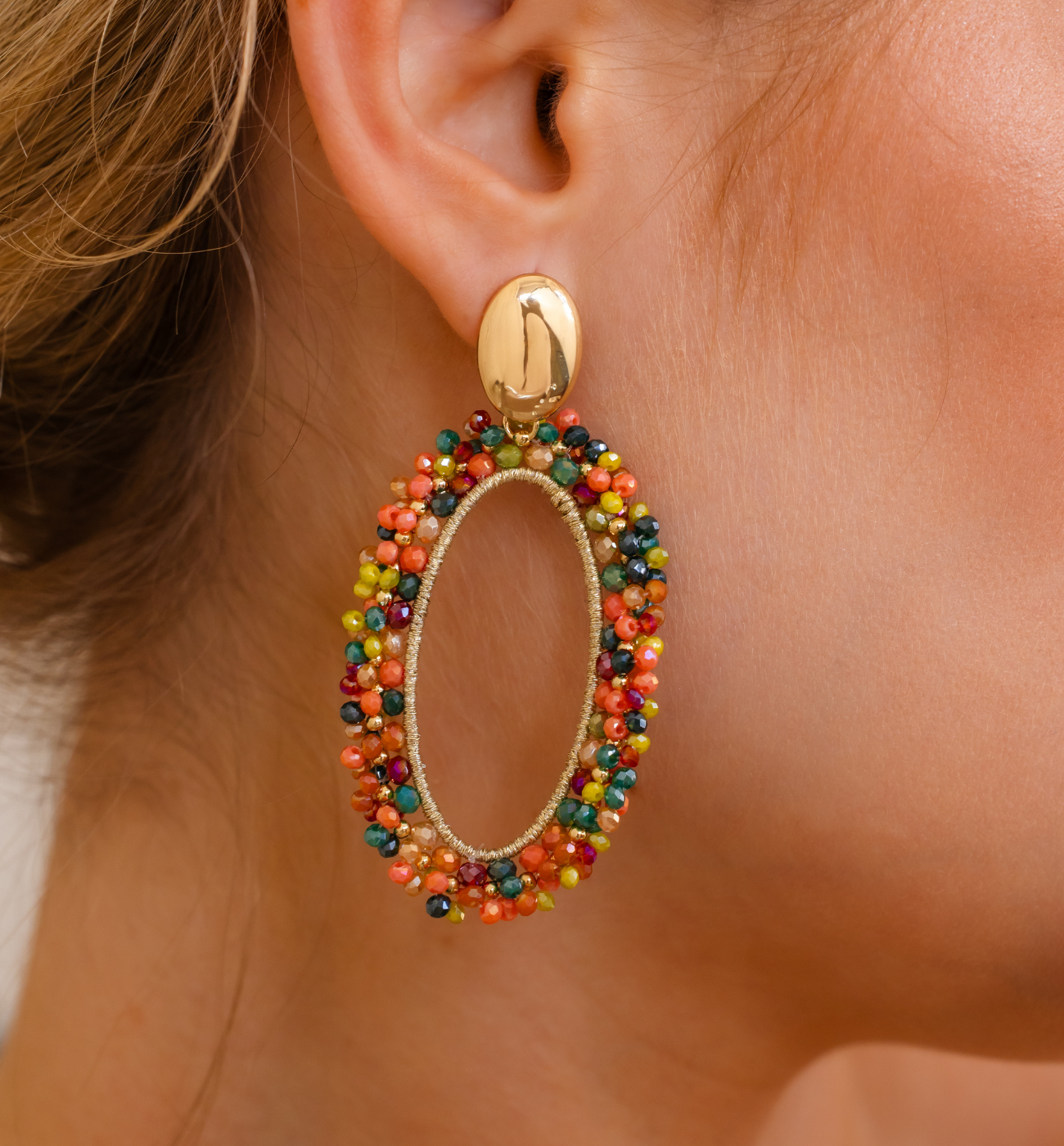 Kolczyki z kolorowymi kryształkami KWE0334