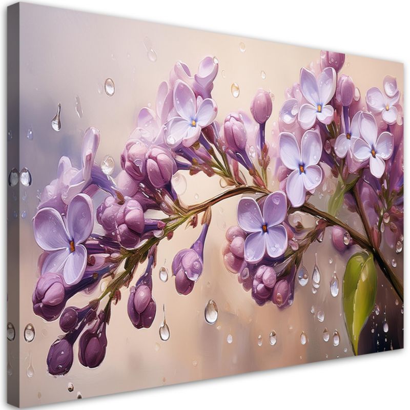 Obraz do salonu sypialni Feeby Kwitnące Kwiaty Bzu Krople Rosy 90x60 cm 1 szt