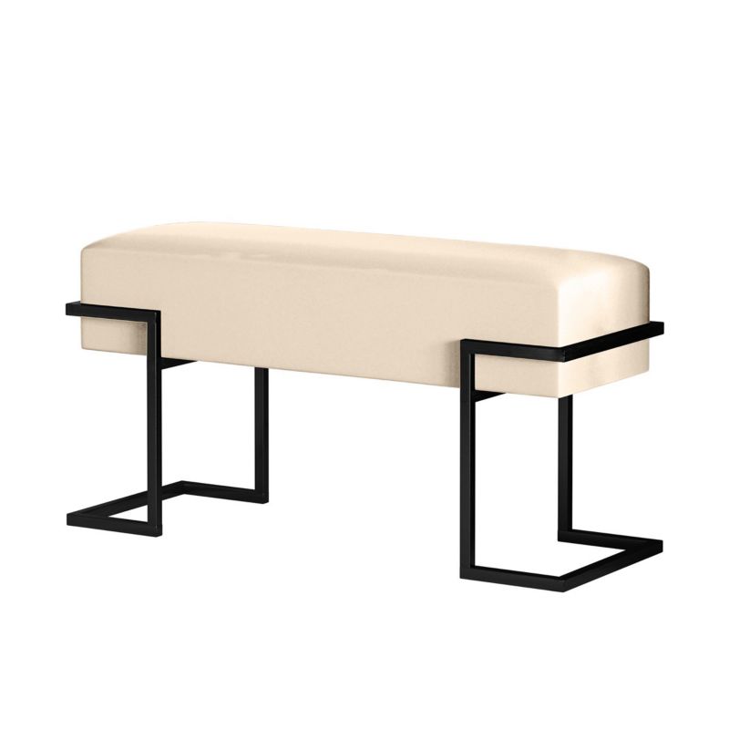 Ławka tapicerowana Bettso Cely 100 cm do przedpokoju na czarnym stelażu jasnobeżowy 1szt.