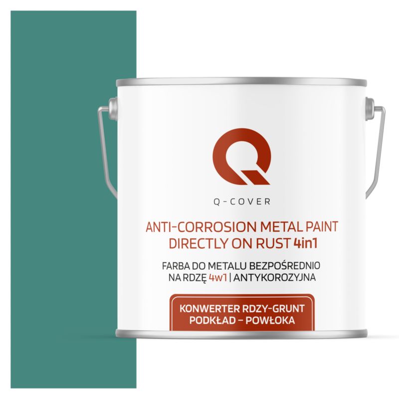 Farba do Metalu Prosto na Rdzę 4w1 Q-Cover Turkus miętowy RAL6033 Mat 5L