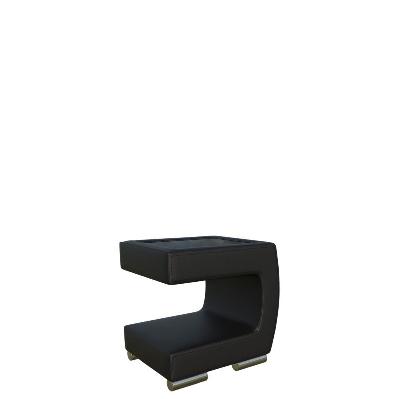 Tapicerowany stolik nocny MIRJAN 24 prawy czarny + czarne szkło 1 szt.