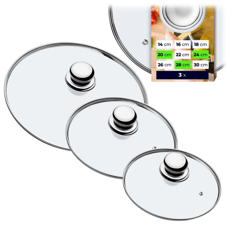 Pokrywka KADAX Szklana Zestaw Pokrywek żaroodpornych 20/24/28cm 3 szt.